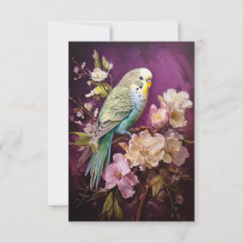 Parkiet en bloesems bedankkaart