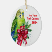 Parkiet en kerstboog keramisch ornament (Rechts)