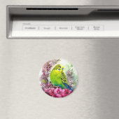 Parkiet en roze bloemen magneet (Insitu (Vaatwasser))