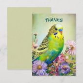 Parkiet en wilde bloemen bedankkaart (Voorkant / Achterkant)