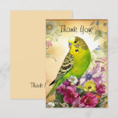 Parkiet en wilde bloemen bedankkaart (Voorkant / Achterkant)