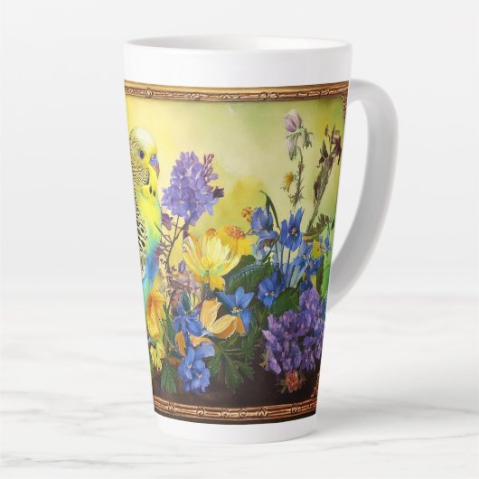  parkiet en wilde bloemen latte mok (Rechterhoek)