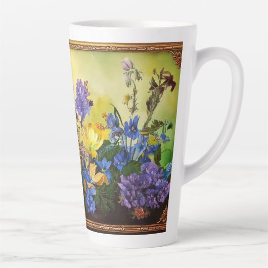 parkiet en wilde bloemen latte mok (Rechts)