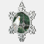 Parkiet in een kerstboom tin sneeuwvlok ornament (Rechts)