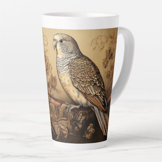 Parkiet in sepia tonen latte mok (Rechterhoek)