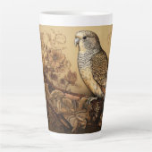 Parkiet in sepia tonen latte mok (Voorkant)