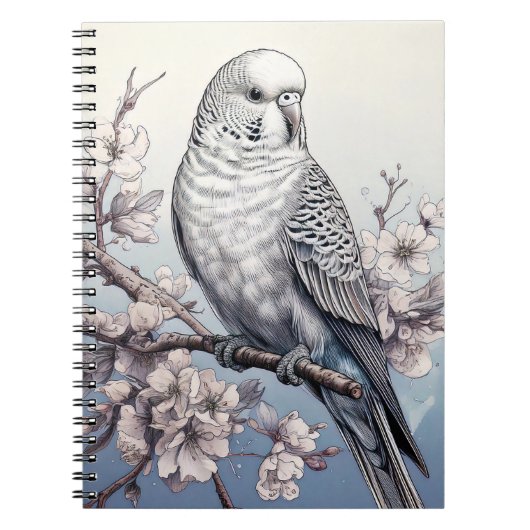 Parkiet in zacht blauw Notitieboek (Voorkant)