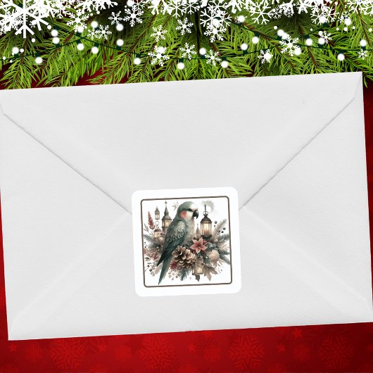 Parkiet Lantaarns Kerstmis Vierkante Sticker