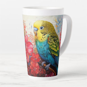 Parkiet met bloemen latte mok