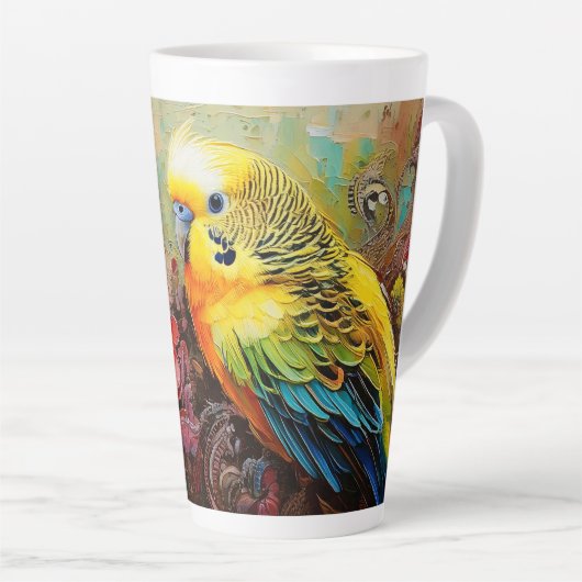 Parkiet met Paisley en bloemen Latte Mok (Rechterhoek)