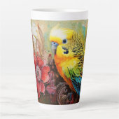 Parkiet met Paisley en bloemen Latte Mok (Voorkant)