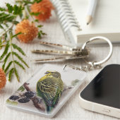Parkiet op een Mulberry Branch Sleutelhanger (Voorkant Rechts)