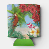 Parkiet op een tropisch strand blikjeskoeler (Achterkant)