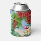 Parkiet op een tropisch strand blikjeskoeler (Blikje Achterkant)