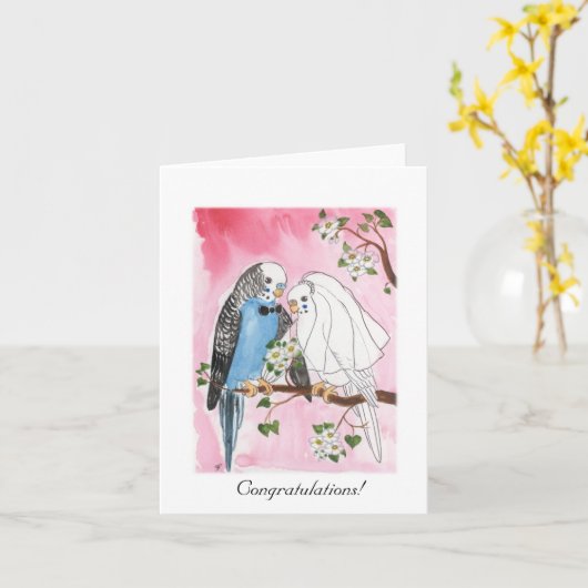 Parkiet Trouwkaart Kaart (Gele Bloem)