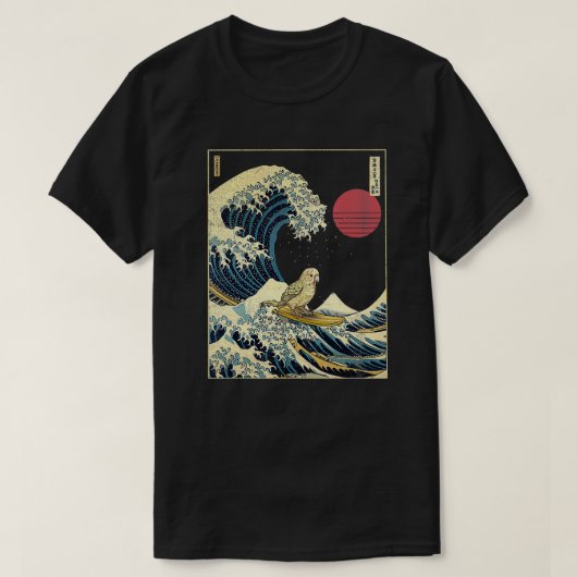Parkiet Vogel Kanagawa Wave Funny Surf Dier 1 T-shirt (Design voorkant)