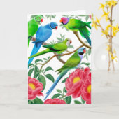 Parkieten en pioenen Kaart (Gele Bloem)