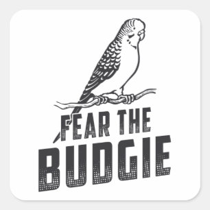 Parkietenliefhebber vreest de Budgie Budgerigar vo Vierkante Sticker