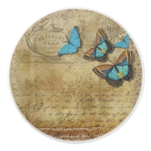 Parking en Butterflies Keramische Knop (Voorkant)