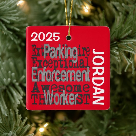 Parking Enforcement Worker Buitengewoon DOUANE Keramisch Ornament (Boom)