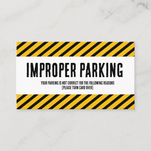 Parking Incorrectly complaint card Visitekaartje (Voorkant)