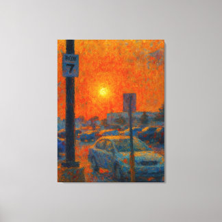Parking Lot Impressionist AI Art Canvas Afdruk