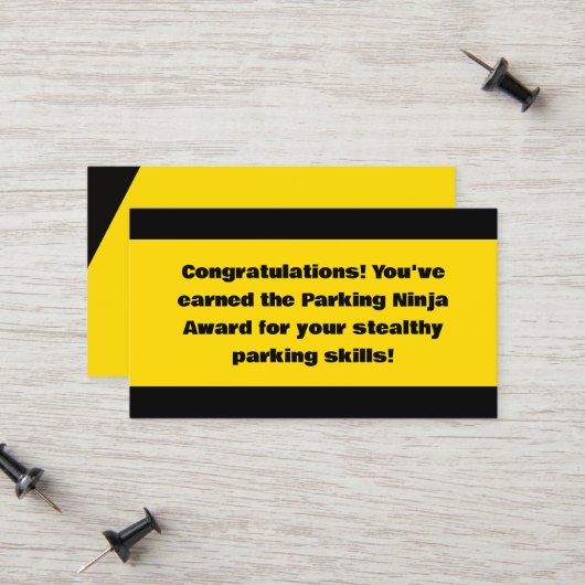 Parking Ninja Award Contactkaartje (Voorkant / Achterkant in situ)