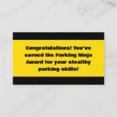 Parking Ninja Award Contactkaartje (Voorkant)