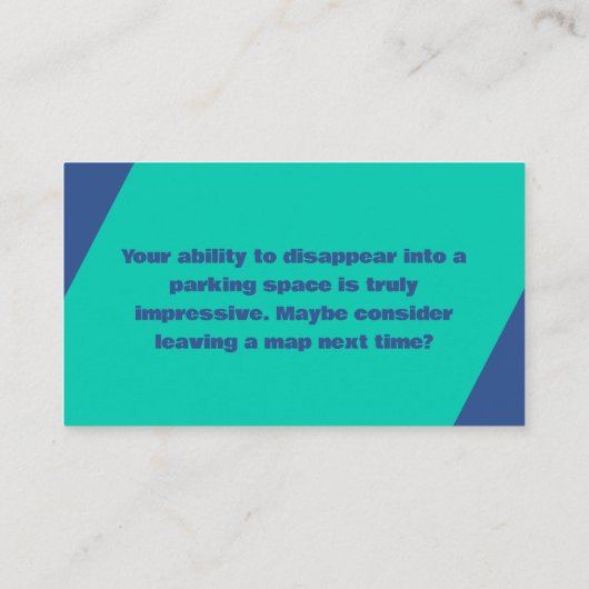 Parking Ninja Award Visitekaartje (Achterkant)