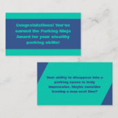 Parking Ninja Award Visitekaartje (Voorkant / Achterkant)