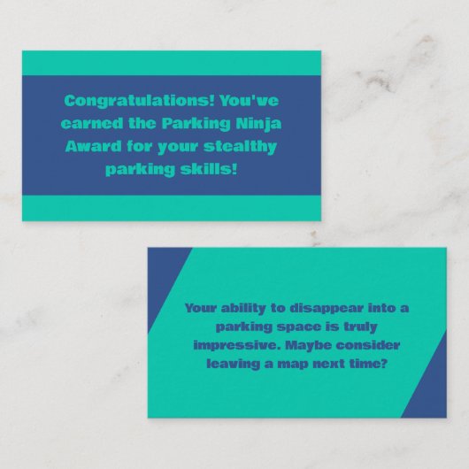 Parking Ninja Award Visitekaartje (Voorkant / Achterkant)