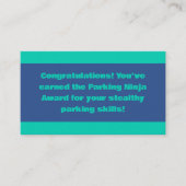 Parking Ninja Award Visitekaartje (Voorkant)