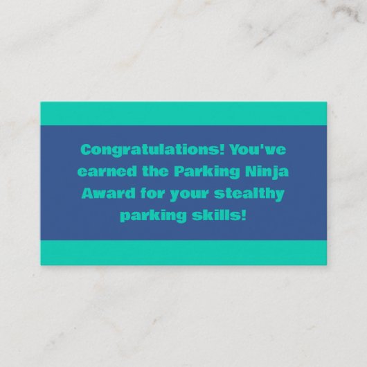 Parking Ninja Award Visitekaartje (Voorkant)