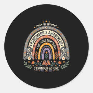Parkinson-bewustzijn boho regenboog vechten samen ronde sticker