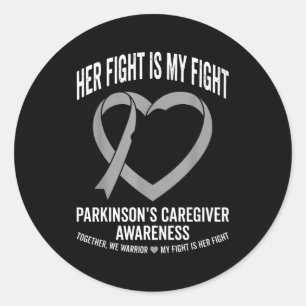 Parkinson bewustzijn ondersteunende squad grijze l ronde sticker