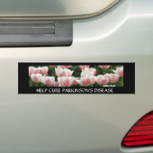 Parkinson genezen met roze tulpen bumpersticker (Op auto)
