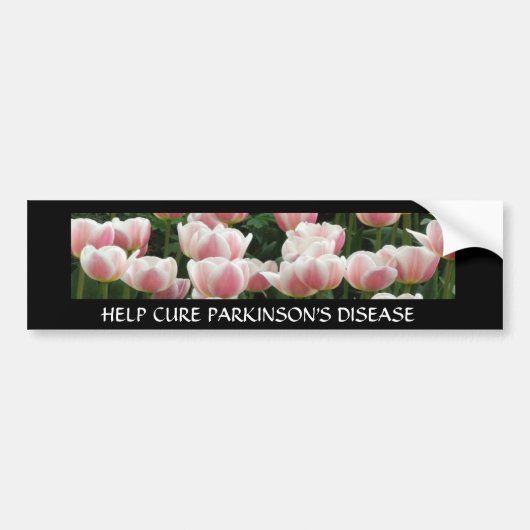 Parkinson genezen met roze tulpen bumpersticker (Voorkant)