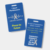 Parkinson-Lanyard-invaliditeits-id Badge (Voor- en achterkant)