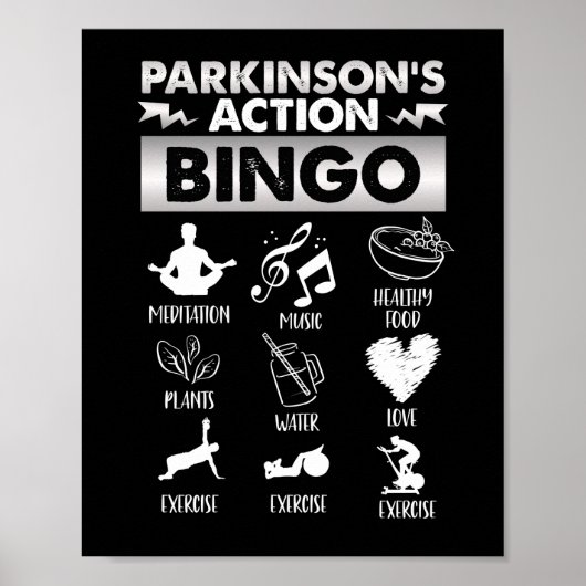 Parkinsons Action Bingo Parkinsons Disease Poster (Voorkant)
