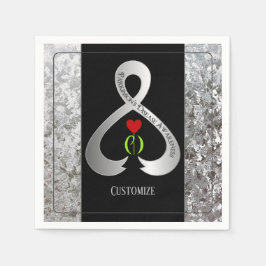 Parkinson's Awareness Ribbon Black and Silver 2 Servet