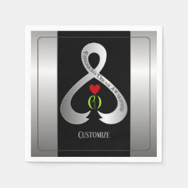 Parkinson's Awareness Ribbon Black and Silver Servet