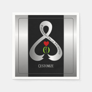 Parkinson's Awareness Ribbon Black and Silver Servet