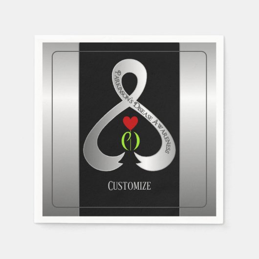 Parkinson's Awareness Ribbon Black and Silver Servet (Voorkant)