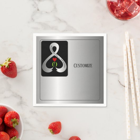 Parkinson's Awareness Ribbon Silver Servet (Insitu)