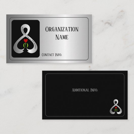 Parkinson's Awareness Ribbon Silver Visitekaartje (Voorkant / Achterkant)