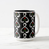 Parkinson's Awareness Ribbon Tweekleurige Koffiemok (Voorkant rechts)