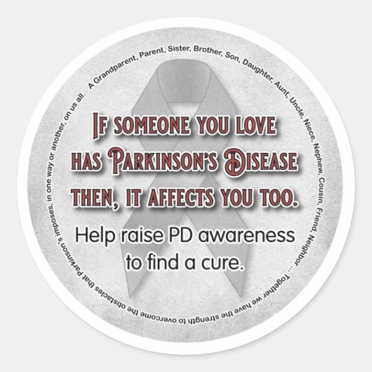 Parkinson's bewustzijn als iemand van wie je houdt ronde sticker (Voorkant)