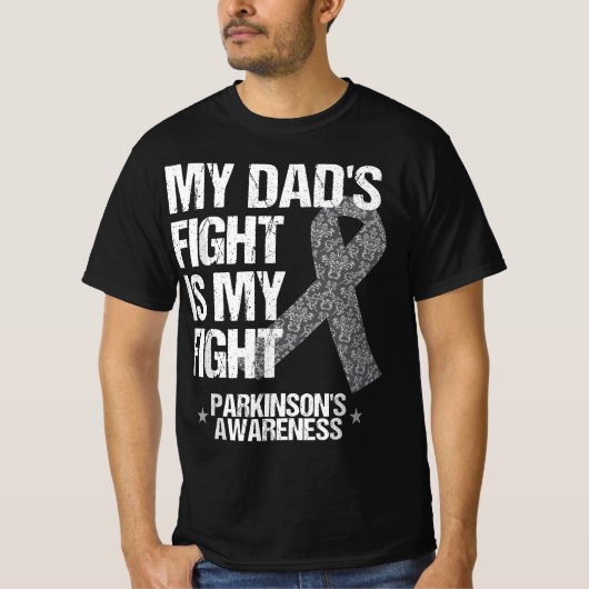 Parkinson's Disease Awareness Dad;s Fight Silver R T-shirt (Voorkant)