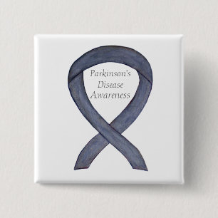 Parkinson's Disease Awareness Ribbon Art Pin Vierkante Button 5,1 Cm