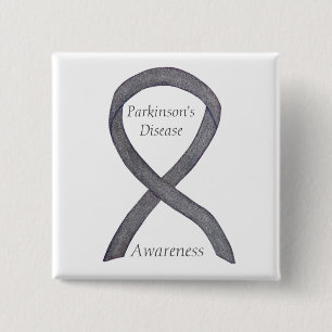 Parkinson's Disease Awareness Ribbon Art Pin Vierkante Button 5,1 Cm